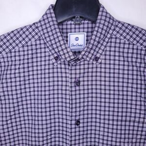 David Donahue Dress Shirt Mens Large Plaid Purple, Black